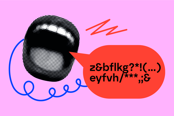 bouche avec bulle de conversation fake news